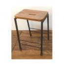 I&W スクエアスツール BR ブラウン ナチュラル 椅子 ウッド ブラック おしゃれ パイプ