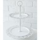 スチールレース・ツーティアプレート 2個セット シャビー ホワイト 小物入れ ディスプレイ スチール