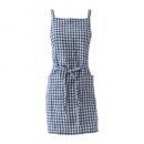 チェック柄エプロン ブルー リネン ナチュラル 料理 キッチン 通販