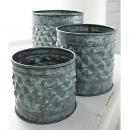 ブリキバンプポット3点セット×2個セット アンティーク調 小物入れ ディスプレイ プランターカバー