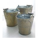 リムゴールド・バケツ3点セット×2個セット アンティーク調 ディスプレイ プランター バケツ