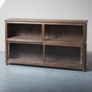 キャビネット アンティーク家具 おしゃれ 木製 シェルフ ノスタルジック 和 ガラス ブラウン 茶