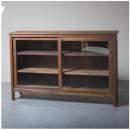 キャビネット アンティーク家具 おしゃれ 木製 シェルフ ノスタルジック 和 ガラス ブラウン 茶