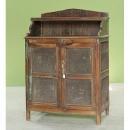 キャビネット アンティーク家具 おしゃれ 木製 シェルフ メッシュ 網 蜜箱 ブラウン 茶 棚