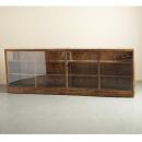 ショーケース アンティーク家具 おしゃれ 木製 ガラス ディスプレイ ナチュラル スライド ワイド