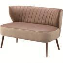 革 皮 ソフトレザーソファ(2人掛) レトロ調  茶 木フレーム 天然木 コットン　　　　　　