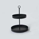IRON 2STEPスタンド ラウンド トレー ディスプレイ ブラック アイアン 高さ35