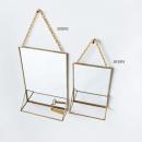 BRASS ハンギング ミラー シェルフ (S) 鏡 ブラス ガラス ゴールド おしゃれ 高さ20