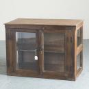 ミニキャビネット アンティーク家具 おしゃれ 木製 ガラス カントリー調 ナチュラル 棚 ラック