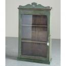ミニキャビネット アンティーク家具 おしゃれ 木製 壁掛け フレンチ ガラス シャビー グリーン