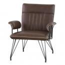 革 皮 ソフトレザー アイアンチェア(1人掛) ミッドセンチュリー 茶 モダン　　　　　　