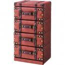 チェスト 収納 茶 ブラウン アンティーク調 箱 合皮 引き出し 4ボックス インダストリアル