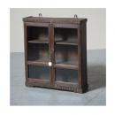 ミニキャビネット アンティーク家具 おしゃれ 木製 壁掛け ガラス ダークブラウン シック こげ茶