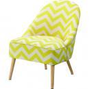 ラバーウッドチェア(1人掛) イエロー 黄色 モダン 布貼り パステル 北欧　　　　　　