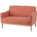 ソファ(2人掛) 布製 オレンジ カントリー調 木製 パステル　　　　　