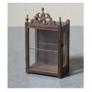 ミニキャビネット アンティーク家具 おしゃれ 木製 エレガント ガラス ダークブラウン ショーケース