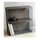 味のあるアンティーク調ブリキ2段シェルフ 錆 鉄 アイアン シャビー お洒落 ラック 棚