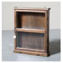 ミニキャビネット アンティーク家具 おしゃれ 木製 壁掛け ワイド ガラス ラック カントリー調