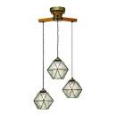 シーリングライト ステンドグラス デザインガラス 3灯吊り クリア LED電球付き