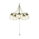 ペンダントライト シャンデリア風 5灯 豪華 LED電球付き クラックガラス