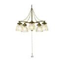 ペンダントライト シャンデリア風 5灯 豪華 LED電球付き ストライプ