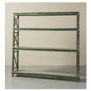 オープンシェルフ アンティーク家具 おしゃれ 木製 4段 シンプル 棚 グリーン ラック 高さ157