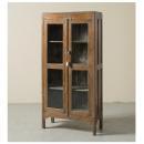 キャビネット アンティーク家具 おしゃれ 木製 シェルフ 4段 棚 ガラス 重厚感 高さ155