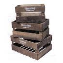 木箱 アンティークBOX ブラウンホワイトピンク シャビー 長方形3サイズセット 野菜花アレンジ自在