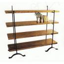 シャビーウッド4段アイアンラック 木製 棚板 アンティーク調 クラシック お洒落 ラック 棚