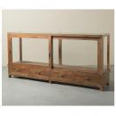 ショーケース アンティーク家具 おしゃれ 木製 ディスプレイ ミディアムブラウン 幅215