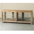 ショーケース アンティーク家具 おしゃれ 木製 ディスプレイ ミディアムブラウン 幅175