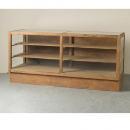 ショーケース アンティーク家具 おしゃれ 木製 ディスプレイ ミディアムブラウン 幅201