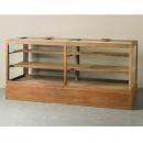 ショーケース アンティーク家具 おしゃれ 木製 ディスプレイ ミディアムブラウン 幅202