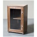 ミニキャビネット アンティーク家具 おしゃれ 木製 ブラウン シンプル ガラス ラック 高さ68