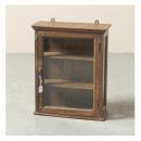 ミニキャビネット アンティーク家具 おしゃれ 木製 ブラウン シンプル ガラス ラック 高さ52