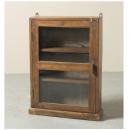 ミニキャビネット アンティーク家具 おしゃれ 木製 ブラウン シンプル ガラス ラック 高さ82