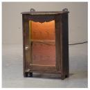 ミニキャビネット アンティーク家具 木製 壁掛け ナチュラル ガラス ラック LED 高さ48