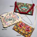 チェーン付きビーズ刺繍クラッチバッグ ホワイト サブバッグ 小物 幅27 通販