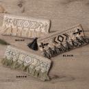 ビーズ刺繍タッセルポーチ ブラック 雑貨 小物 コスメ 長方形 幅20 通販