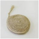 ABACA タッセル ラウンドポーチ NT おしゃれ ナチュラル 直径15cm