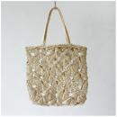 ABACA バッグ マクラメ ブロッサム WH ホワイト ナチュラル 幅40cm