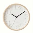 電波掛け時計 白文字盤 立体数字 シンプル 木枠 ナチュラル