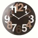 掛け時計 曲面ガラス 大きい数字 立体文字 モダン ブラウン