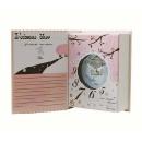 置き時計 本 ブック クロック クオーツ 鳥 鳥かご