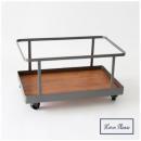 IRON マガジンラック ワゴン エコ アイアン 木製 ナチュラル ブラウン 幅40