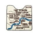 トイレマット おしゃれ 個性的 ナイロン 地図 英語 アイボリー 洗濯可能