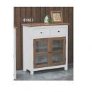 ドロアーキャビネット ガラス扉 収納 ナチュラル 天然木 木製 北欧 白 ホワイト 引き出し付き