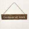 サインプレート garden at work 木製 カントリー調 シャビー ブラウン サインボード