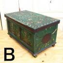 ルーマニアの木箱B グリーン アンティーク調 おしゃれ ハンガリー 収納ボックス 幅53