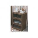 3段キャビネット ガラス扉 収納 レトロ 天然木 木製 北欧 ブラウン 茶 シンプル コンパクト